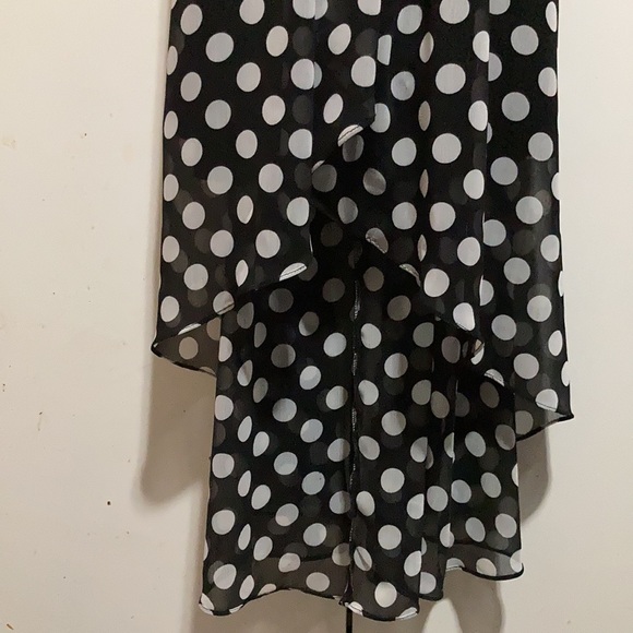 JBS Black Polka Dot Dress - Black dress with white polka dots, High-Low - Picture 6 of 12